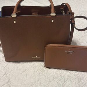 Kate Spade Brown Shoulder Bag and Wallet Set